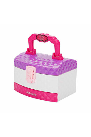 Sürülebilir Farlı - Rujlu - Ojeli - 3 Katlı Taşıma Çantalı Makyaj Seti - Kuaför Güzellik Seti