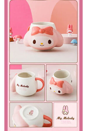 Kawaii Sanrio My Melody Figürlü 3 Boyutlu Porselen Kupa Mug Bardak Kahve Fincanı