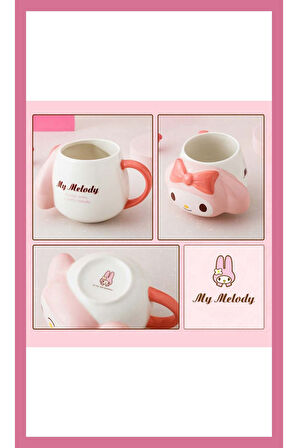 Kawaii Sanrio My Melody Figürlü 3 Boyutlu Porselen Kupa Mug Bardak Kahve Fincanı