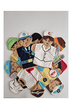 Nakışlı Kumaş Meslekler El Kuklası - Hemşire