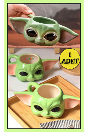 Star Wars Mandalorian The Child Grogu Baby Yoda Figürlü 3 Boyutlu Porselen Kupa Mug Kahve Bardak
