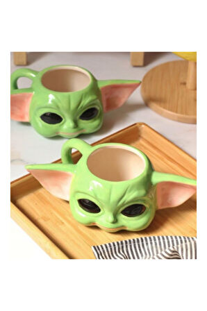 Star Wars Mandalorian The Child Grogu Baby Yoda Figürlü 3 Boyutlu Porselen Kupa Mug Kahve Bardak