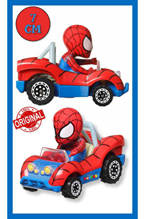 Racerverse Tekli Model Araba - Figürlü Yarış Arabası - Marvel Spiderman Örümcek Adam - 7 cm