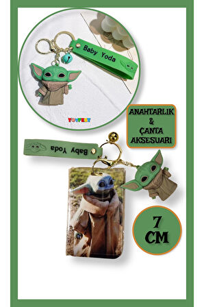 Star Wars Mandalorian The Child Grogu Baby Yoda Figür Anahtarlık ve Kartlık 2 si bir Arada - Model 4