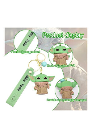Star Wars Mandalorian The Child Grogu Baby Yoda Figür Anahtarlık ve Kartlık 2 si bir Arada - Model 4