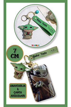 Star Wars Mandalorian The Child Grogu Baby Yoda Figür Anahtarlık ve Kartlık 2 si bir Arada - Model 5