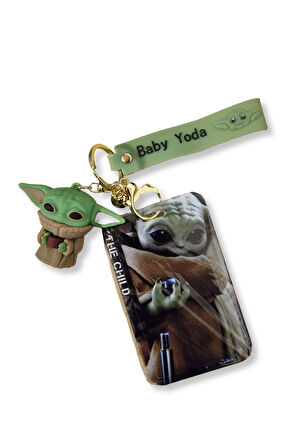 Star Wars Mandalorian The Child Grogu Baby Yoda Figür Anahtarlık ve Kartlık 2 si bir Arada - Model 5