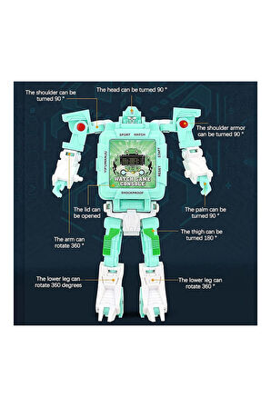 Tetris Oyunlu Transformers Robot Saat - Pastel Yeşil