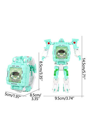 Tetris Oyunlu Transformers Robot Saat - Pastel Yeşil