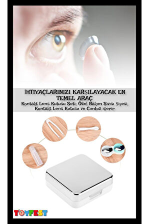 Aynalı Taşınabilir Seyahat Amaçlı Kontakt Lens Saklama Kutusu Saklama Kabı