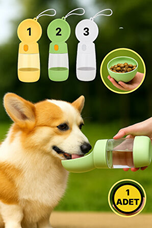 Kedi Köpek Evcil Hayvan Portatif Seyahat Amaçlı Suluk ve Mama Kabı - 400 ml + 180 ml