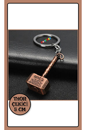 Marvel Avengers Thor'un Çekici - Metal Thor Çekiç Figürlü Anahtarlık - Bakır Renkli