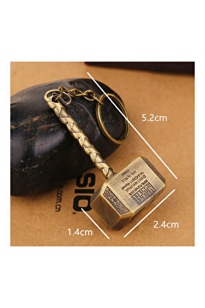 Marvel Avengers Thor'un Çekici - Metal Thor Çekiç Figürlü Anahtarlık - Altın Renkli