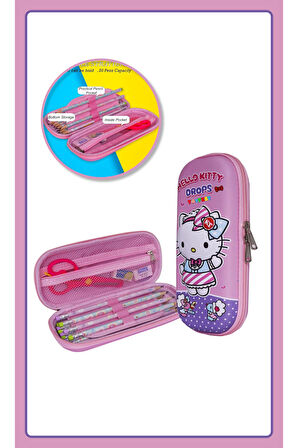 3D Kabartmalı Hello Kitty Figür Kapaklı Kalem Çantası - Kalem Kutusu - Pastel Pembe Model