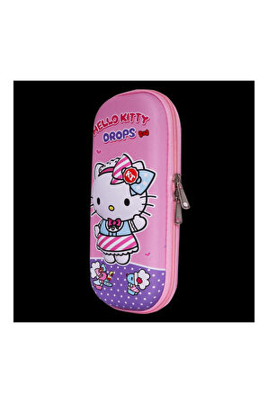 3D Kabartmalı Hello Kitty Figür Kapaklı Kalem Çantası - Kalem Kutusu - Pastel Pembe Model