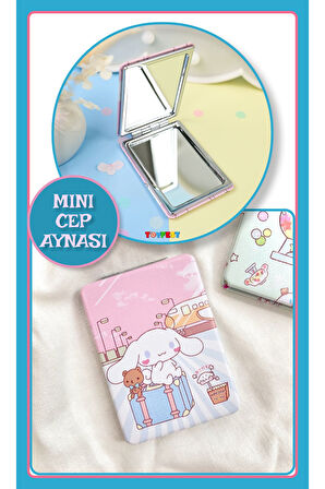 Cinnamoroll Figürlü Mini Cep Aynası 8.6 cm X 6.2 cm - Uçak Seyahat Model 3