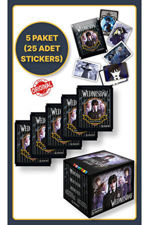 Panini Wednesday Koleksiyon Sticker Çıkartmaları  + 5 Paket (25 Adet Sticker)
