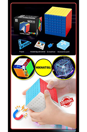 Moyu Meilong 7x7 Magnetic Cube 7M V2 - Mıknatıslı Standlı Tornavidalı Stickersız Zeka Rübik Küp