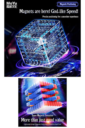 Moyu Meilong 7x7 Magnetic Cube 7M V2 - Mıknatıslı Standlı Tornavidalı Stickersız Zeka Rübik Küp
