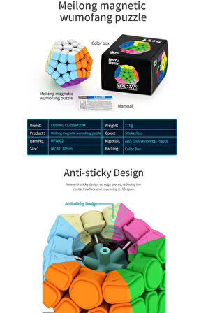 Moyu Megaminx Magnetic Cube - Mıknatıslı Stickersız Akıl Zeka Rübik Küp