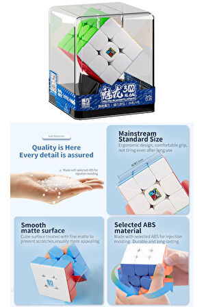 Moyu Meilong 3x3 Magnetic Cube 3m- Mıknatıslı Stickersız Standlı Şeffaf Kutulu Akıl Zeka Küp