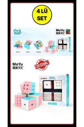 Moyu 2x2 & 3x3 & 4x4 & 5x5 Cube Set Pastel Renkli Stickersız 4 Lü Akıl Zeka Küp Seti