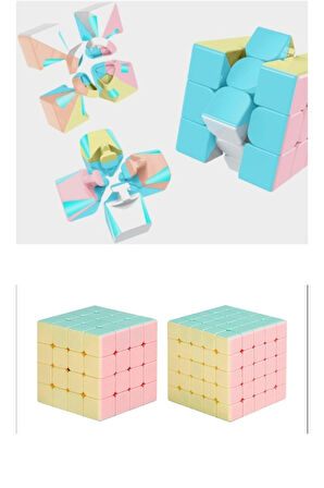 Moyu 2x2 & 3x3 & 4x4 & 5x5 Cube Set Pastel Renkli Stickersız 4 Lü Akıl Zeka Küp Seti