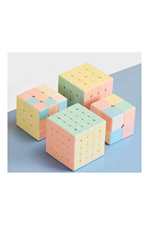 Moyu 2x2 & 3x3 & 4x4 & 5x5 Cube Set Pastel Renkli Stickersız 4 Lü Akıl Zeka Küp Seti