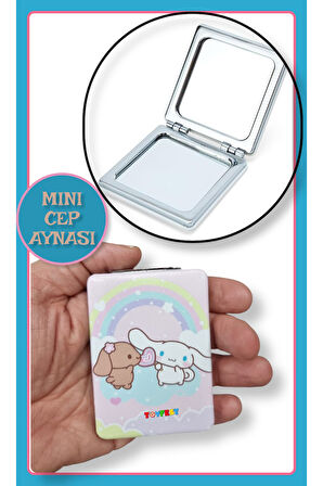 Cinnamoroll Figürlü Mini Cep Aynası 8.6 cm X 6.2 cm - Gökkuşağı Model 1