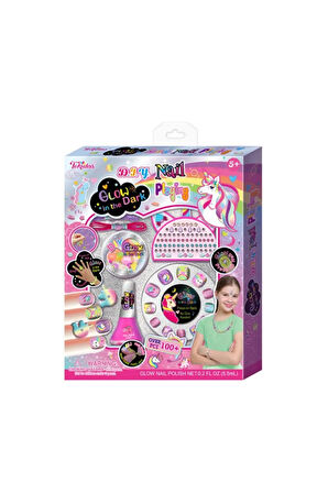 Tokidas D.I.Y Nail Playing/Glow in the Dark - Unicorn Temalı Stickerlı Glow Çocuk Takma Tırnak Seti T035