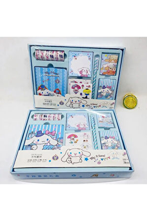 Sanrio Cinnamoroll Kawaii Anime Defter + Notluk + Sticker + Blok Not+ Kalem ve fazlası Hediyelik Set
