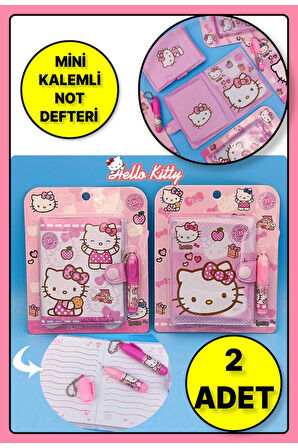 Sanrio Hello Kitty Figürlü Kawaii Anime Küçük Kalemli Notluk & Not Defteri - 2 ADET