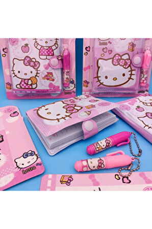 Sanrio Hello Kitty Figürlü Kawaii Anime Küçük Kalemli Notluk & Not Defteri - 2 ADET