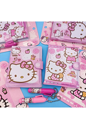 Sanrio Hello Kitty Figürlü Kawaii Anime Küçük Kalemli Notluk & Not Defteri - 2 ADET