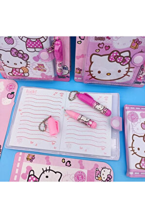 Sanrio Hello Kitty Figürlü Kawaii Anime Küçük Kalemli Notluk & Not Defteri - 2 ADET