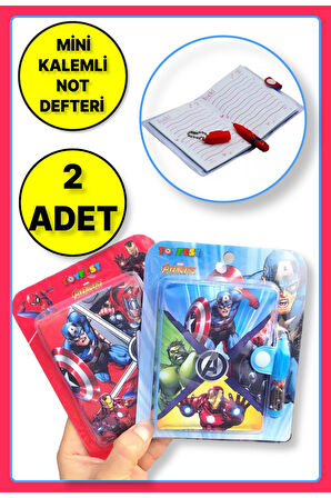 The Avengers Kaptan Amerika + Hulk + Spiderman + Iron Man Figürlü Mini Kalemli Not Defteri - 2 ADET