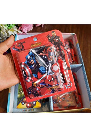 The Avengers Kaptan Amerika + Hulk + Spiderman + Iron Man Figürlü Mini Kalemli Not Defteri - 2 ADET