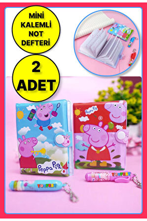 Peppa Pig Figürlü Küçük Kalemli Notluk & Not Defteri - 2 ADET