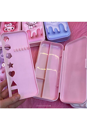 Hello Kitty Figürlü Çok Bölmeli Plastik Kalemlik Kalem Kutusu