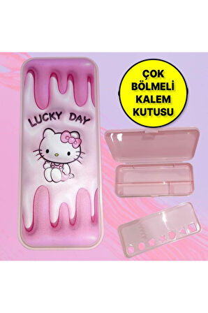 Hello Kitty Figürlü Çok Bölmeli Plastik Kalemlik Kalem Kutusu