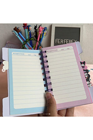 4 Ayraçlı Kuromi Figürlü Mini Cep Not Defteri Notluk - Model 1
