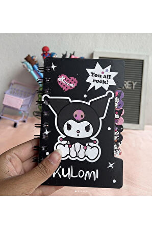 4 Ayraçlı Kuromi Figürlü Mini Cep Not Defteri Notluk - Model 1