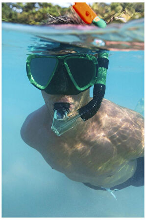 Mira Maske Snorkel Set Dalış Maskesi Deniz Havuz Yüzücü Gözlüğü Gözlük Maske- Yeşil- (14 Yaş Üstü ) 24053