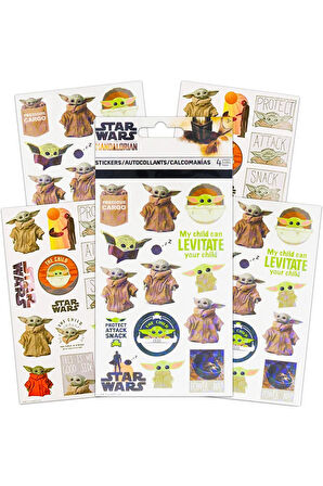 Star Wars Mandalorian Baby Yoda Figürlü 3 lü Parmak Kaykay ve 2 Sayfa Sticker Seti