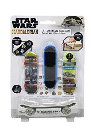 Star Wars Mandalorian Baby Yoda Figürlü 3 lü Parmak Kaykay ve 2 Sayfa Sticker Seti