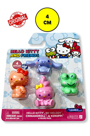 Sanrio Hello Kitty And Friends 4 Pack My Melody Cinnamoroll Keroppi Mini Figures - 4 CM