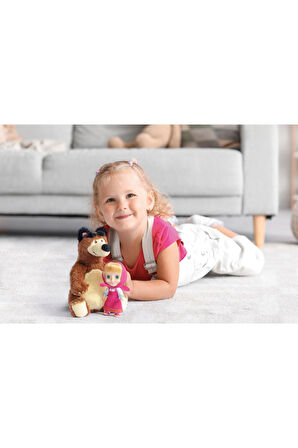 Masha ile Koca Ayı 2 li Figür Set - Masha and The Bear (Masha 12 cm) & Koca Ayı Peluş (20 cm)
