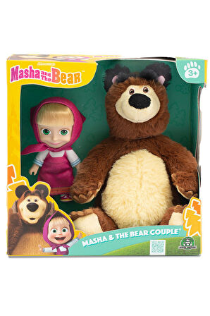 Masha ile Koca Ayı 2 li Figür Set - Masha and The Bear (Masha 12 cm) & Koca Ayı Peluş (20 cm)