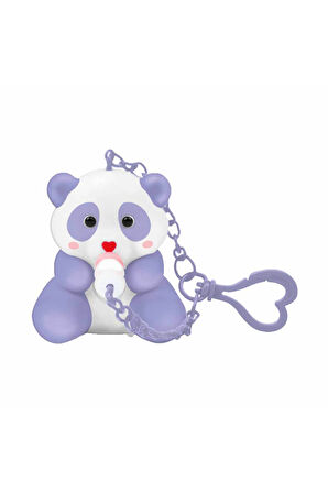 Coccolotti İnteraktif Sesli ve Işıklı Sevimli Pandalar Anahtarlık & Çanta Aksesuarı - Mor Panda