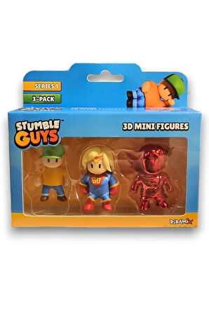 Stumble Guys Seri 1 - 3D Mini 3 lü Figür Seti - 3 ADET Mr Stumble Super Gal Dynamitron - 5 cm